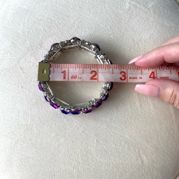 Rhinestone Purple blue crystal beaded bracelet stretch New NWT - Picture 10 of 12